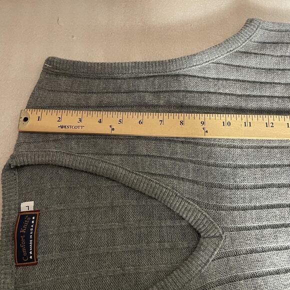 Vintage Comfort Knits Sweater Vest Men Large Gray Ribbed Knit V Neck USA Made - Picture 6 of 8